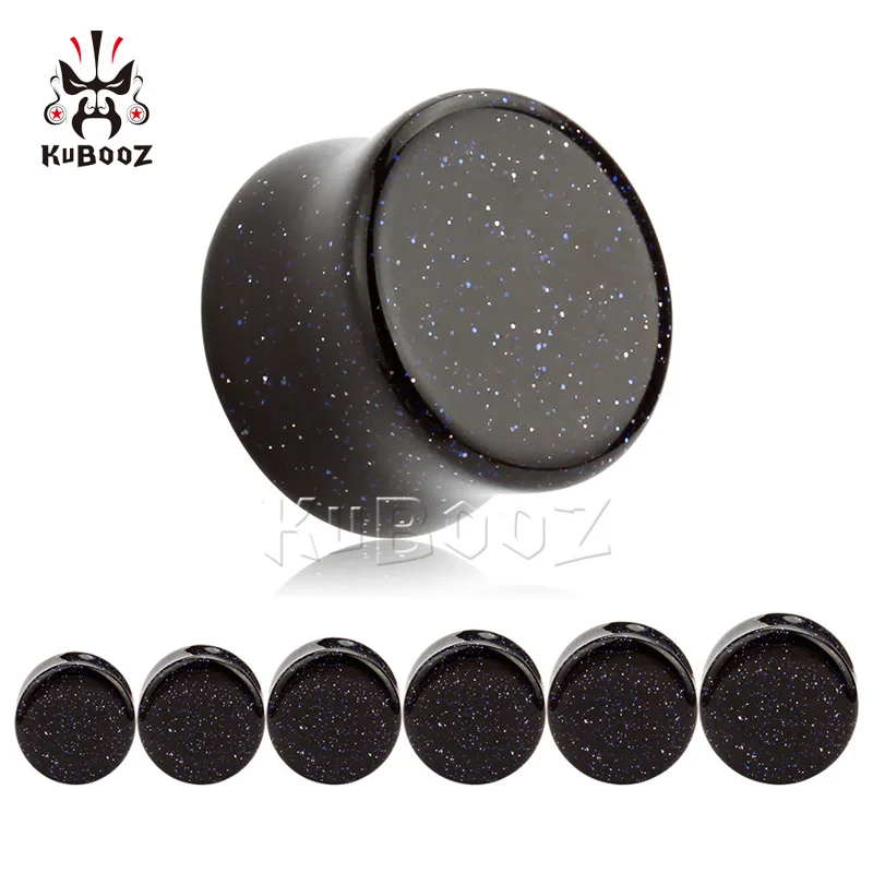 Туннели для ушей с полированным синим песком расширители пирсинга ювелирные