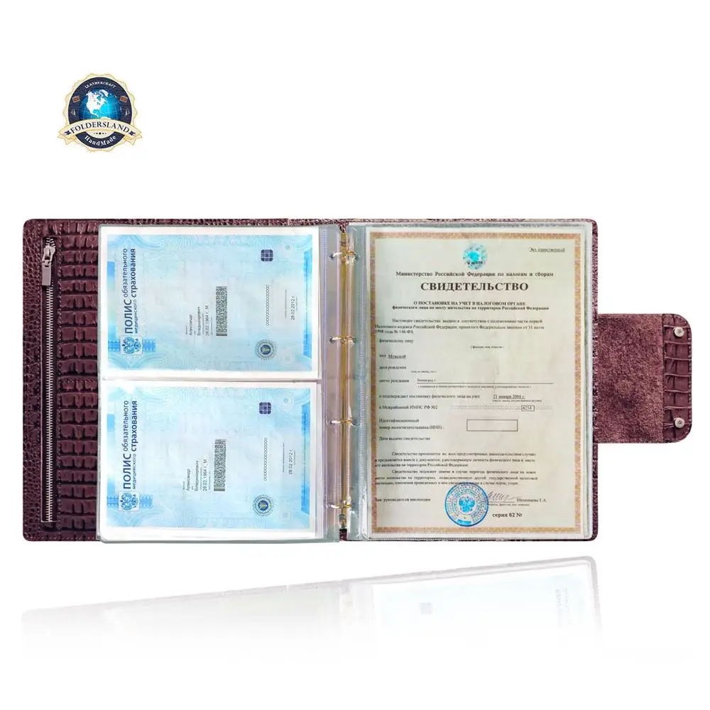 Органайзер для документов А4 из натуральной кожи / модель на кольцах FoldersLand |