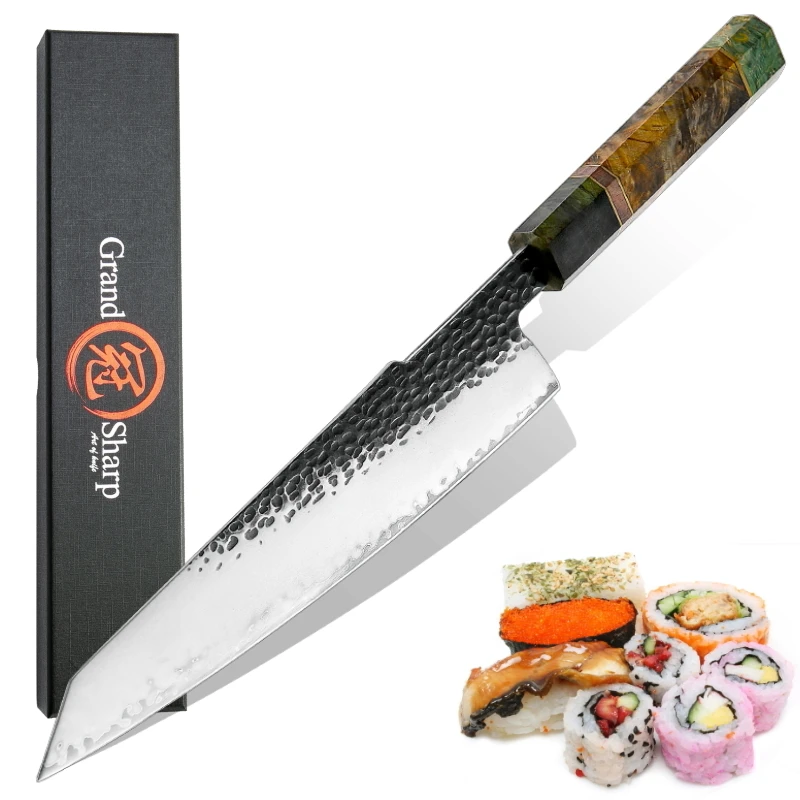 

Chef Kitchen Knives 9.5 Inch Japanese Kiritsuke Knife AUS-10 Hammered Blade Best Cooking Tools Sushi Sashimi Slicing Cutting New