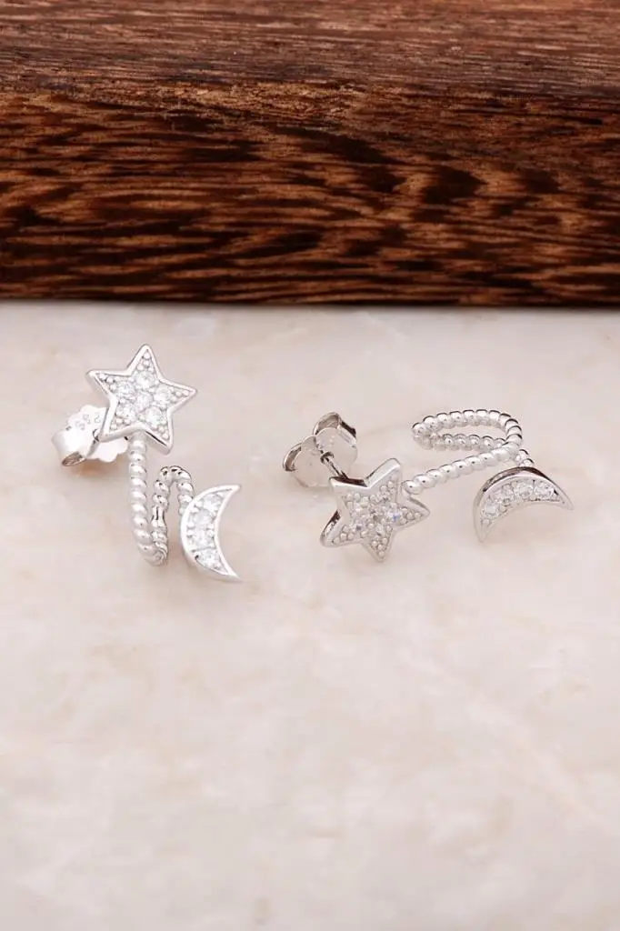 

Серьги из серебра 4365 пробы с Луной и звездами, высокое качество, ручная работа, оригинальные филигранные серебряные украшения, подарок для женщин