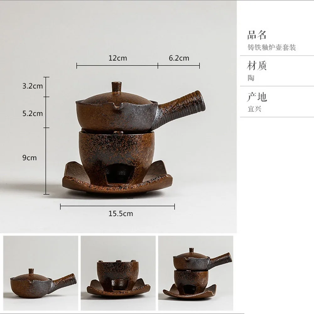 Керамическая Боковая ручка чайный горшок с горелка для спирта и фитиля кунг фу набор приготовления чая|side