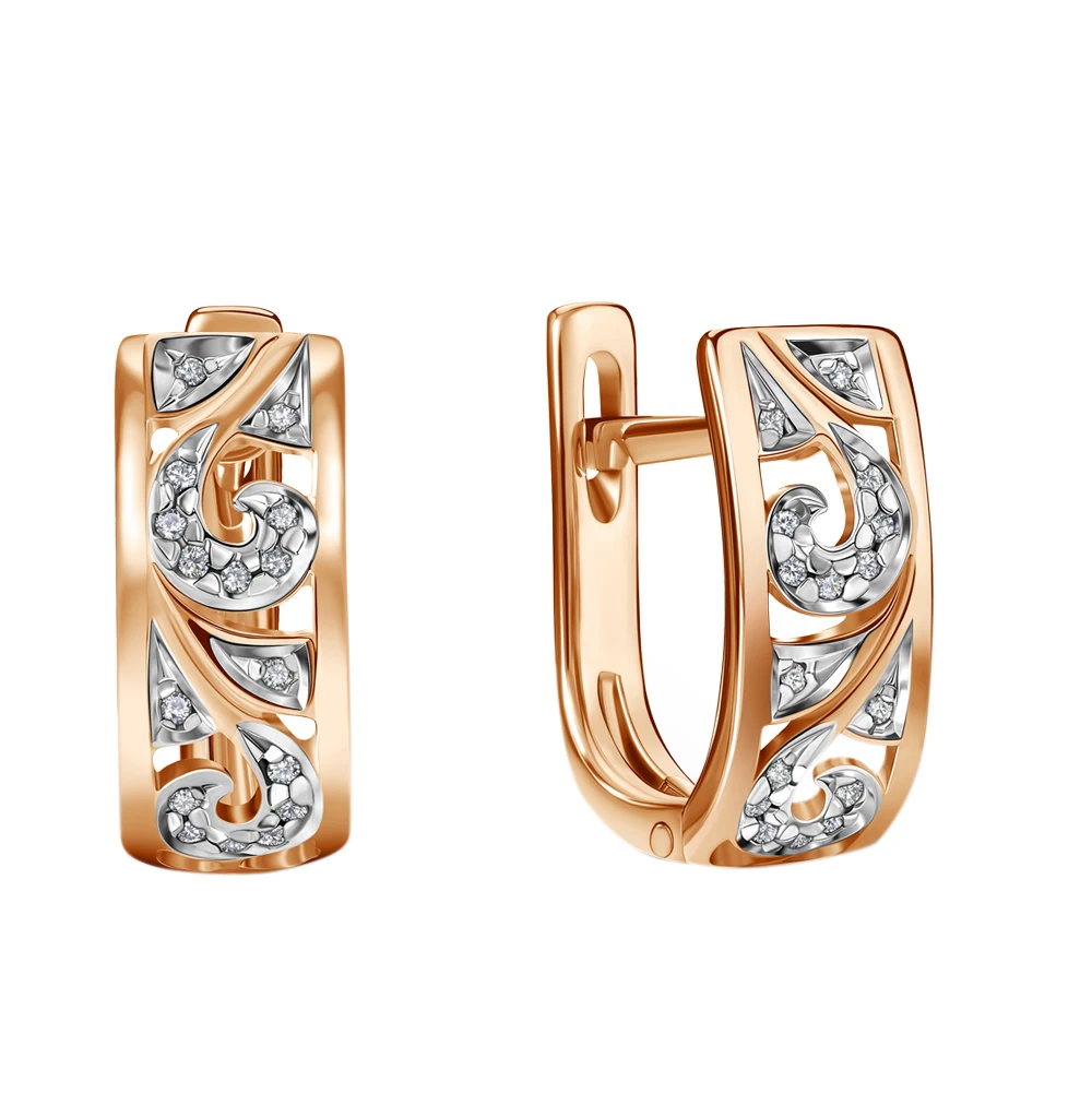 Золотые серьги с бриллиантами SUNLIGHT проба 585|Серьги-клипсы| |