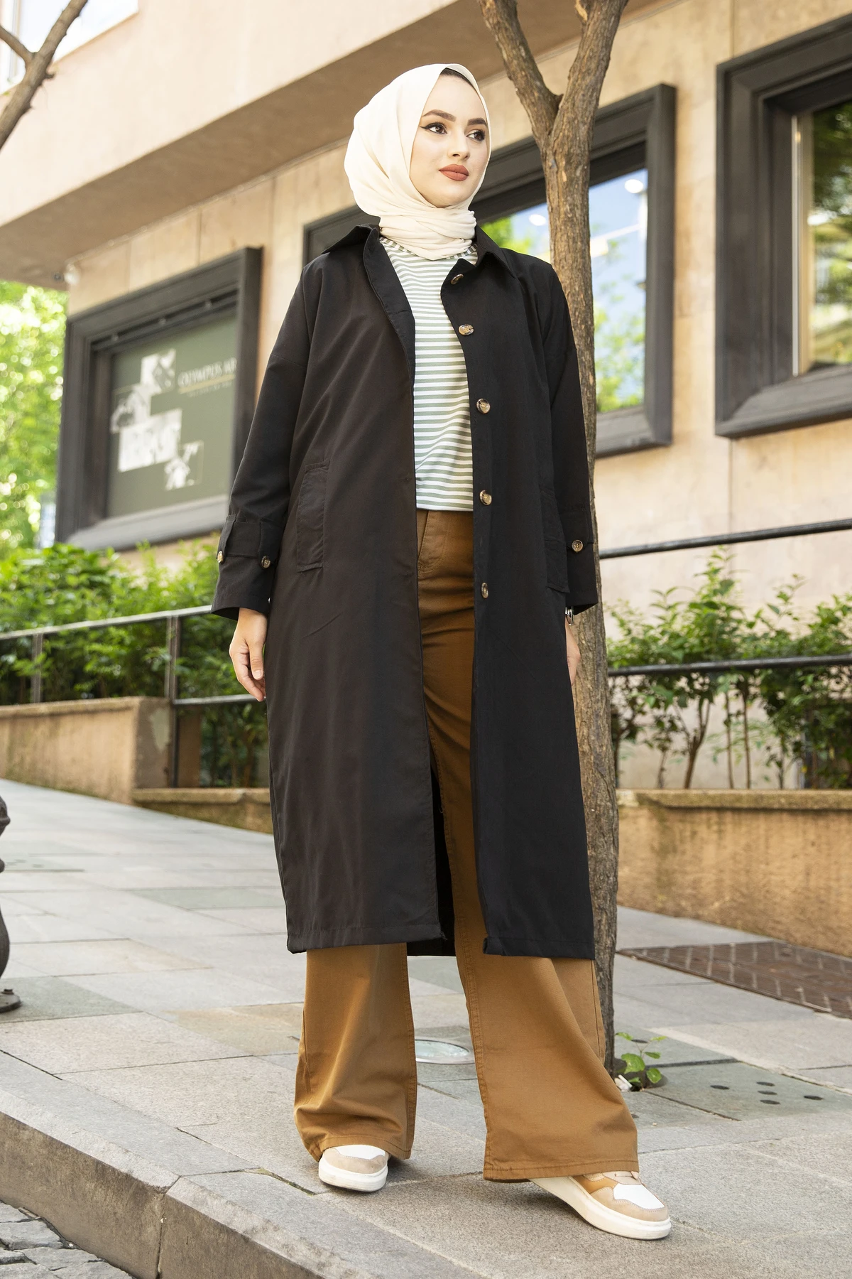 Мусульманский Тренч Everlast с принтом надписи кофейный Черный Новая мода 2021 Лето