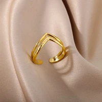 vintage geometric wave rings for women stainless steel plated wave finger ring wedding party emo jewelry gift bijoux femme