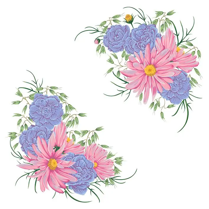 Занавеска для душа с букетом Герань Овес и ромашки цветы романтическое искусство