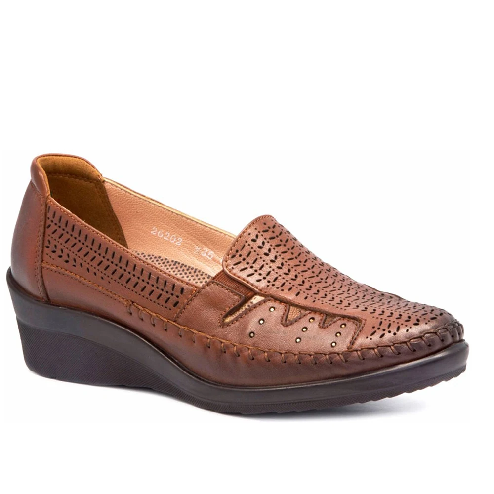 Women's Brown Genuine Leather Casual Shoes FRL26202TABA