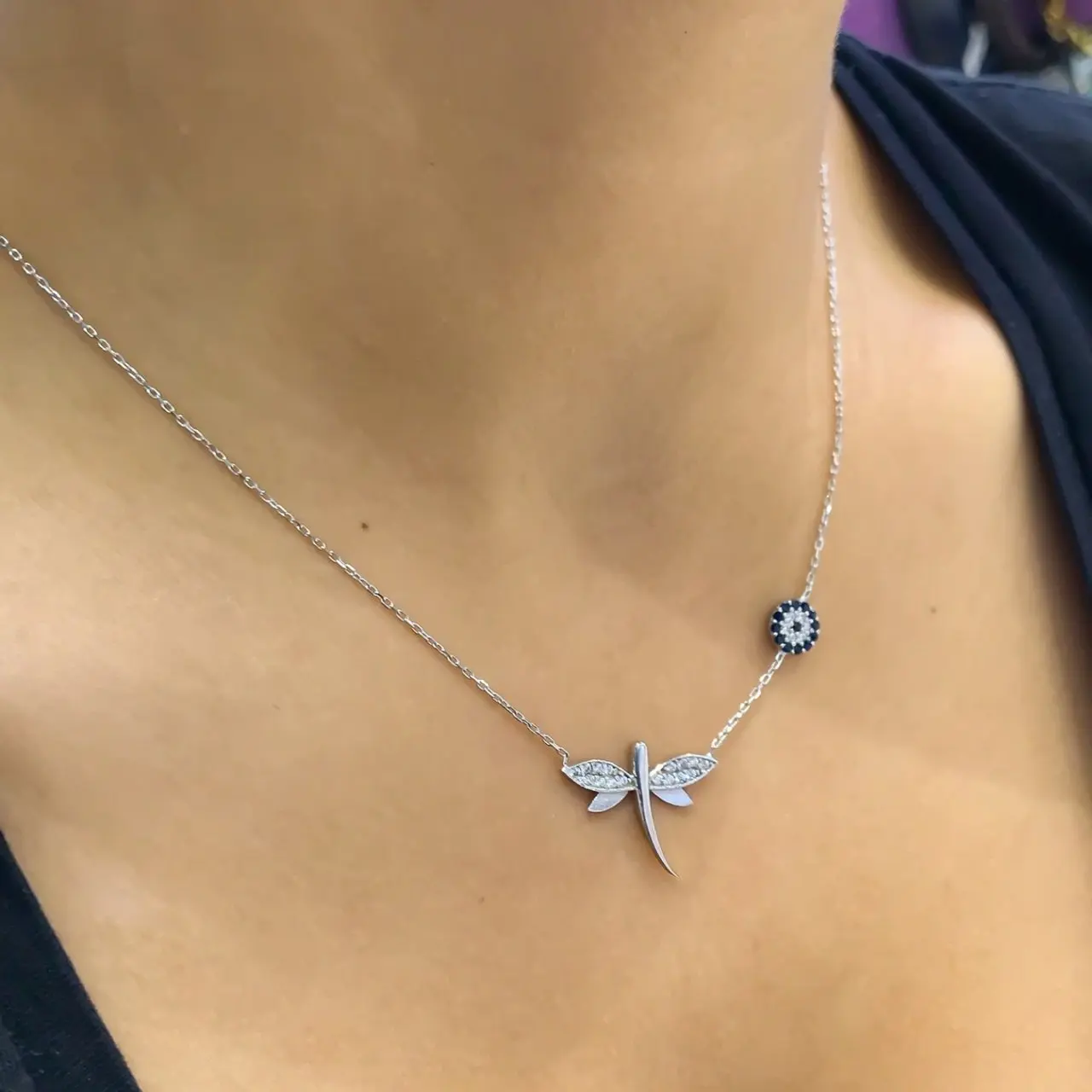 

New Design Dragonfly Butterfly Silver Necklace