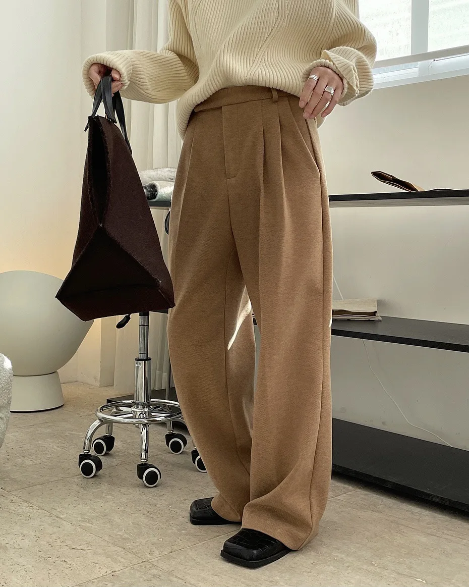 fashion woman straight trousers