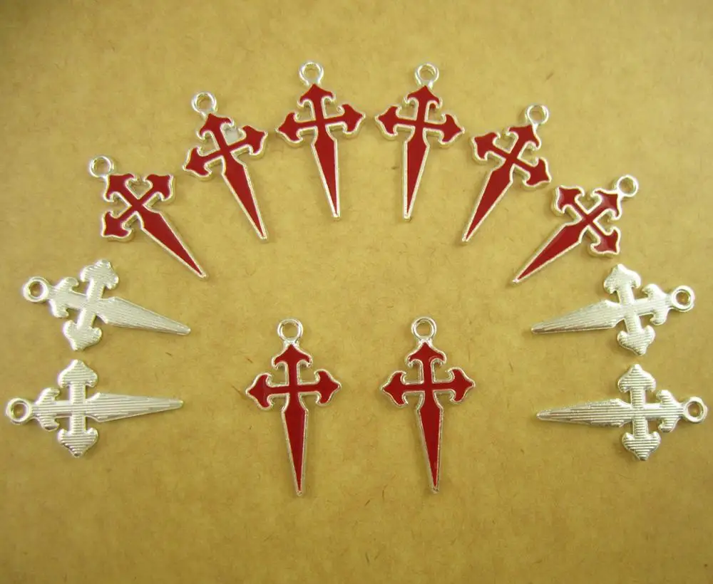 Красная эмаль крест с распятием 100 шт. | Украшения и аксессуары