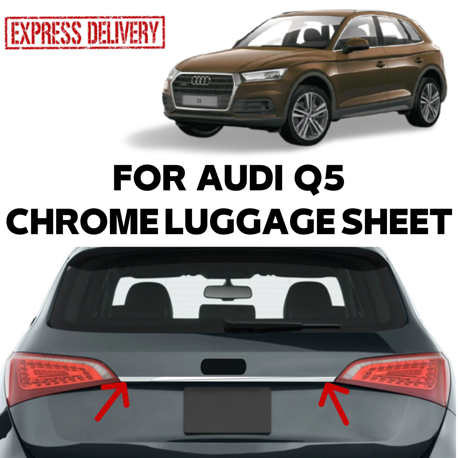 

Audi Q5 SQ5 2009-2017 For Chrome Rear Trunk Lid Cover Plate Trim Steel Sheet Rod Protection Equipment Accessories Modified Bodykit