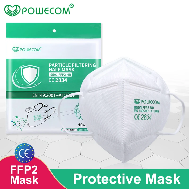 10-200 шт. Powecom 9501 FFP2 маска с петлями для ушей стильные маски Подлинная CE
