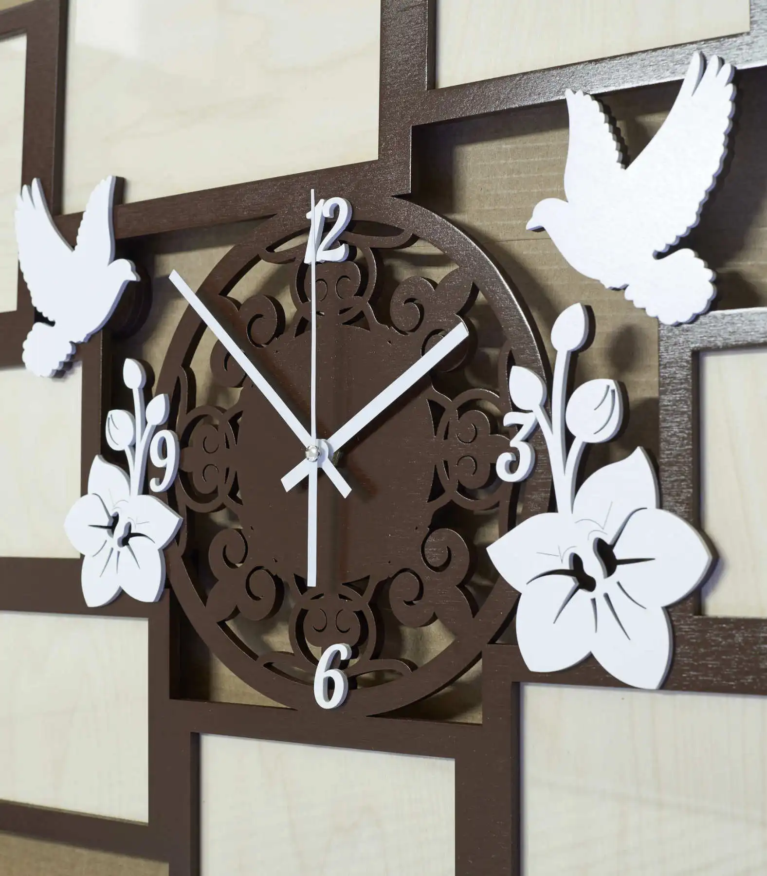 Фоторамка коллаж из дерева с часами на 9 фото | Дом и сад