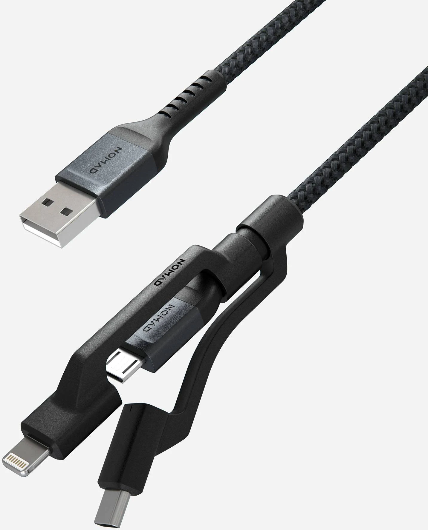 Кабель для iPhone iPad Nomad Universal Kevlar USB-A to Lightning/USB-C/microUSB 0.3m (NM01511B00) | Электроника