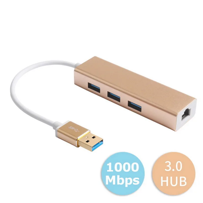 

100 шт. комплект USB3.0 хаб Gigabit Ethernet сетевой адаптер + 3 порта концентратор USB 3,0 к RJ45 10/100/1000M Lan Карта для Macbook Windows 10