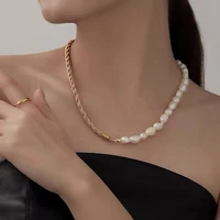 vintage baroque pearl necklace for women gold plated pendant beads chain choker korean fashion luxury jewelry on the neck gifts