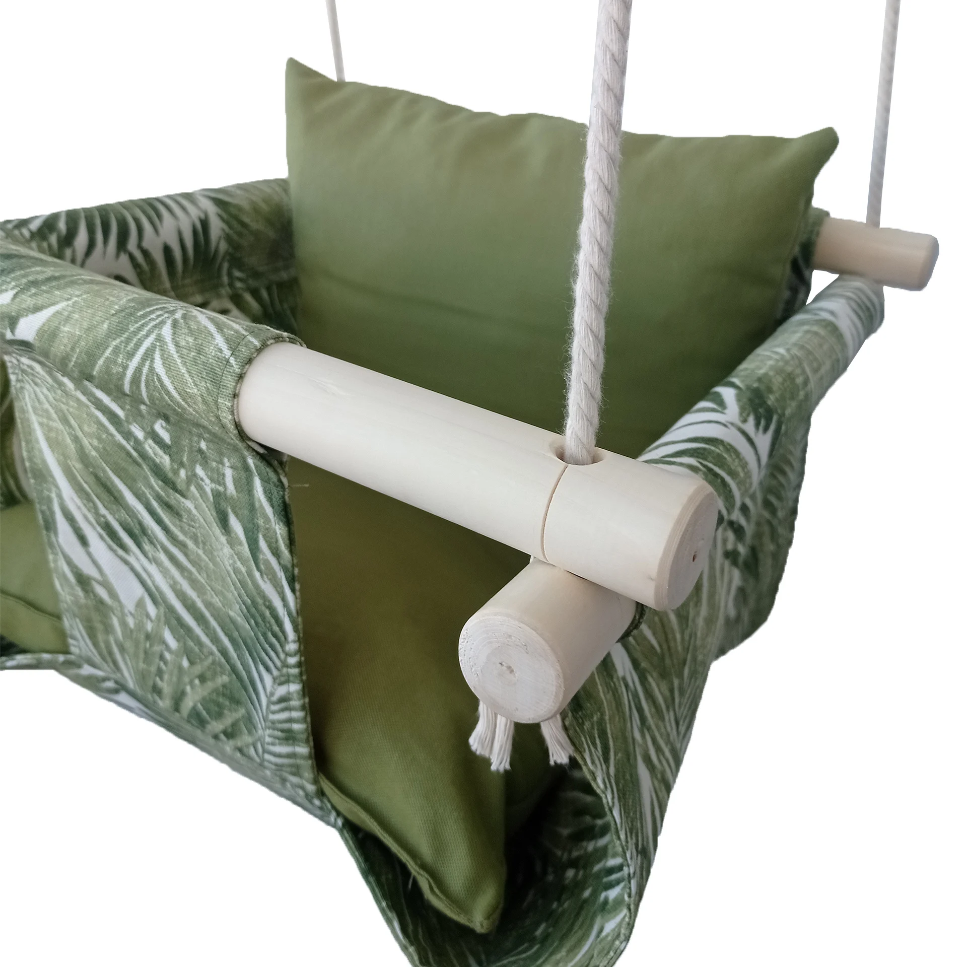 

Baby Wooden Swing Canvas Rocking Chair Wood Hanging Toys Hammock Outside Indoor Baby Swing Children Outside Indoor Swinging Toy