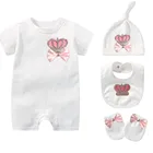 MIYOCAR розовые повязки на голову с Корона Стразы комплект летней одежды, цельный комбинезон, комплект подарка на празднование в честь будущего рождения ребенка SS6-C