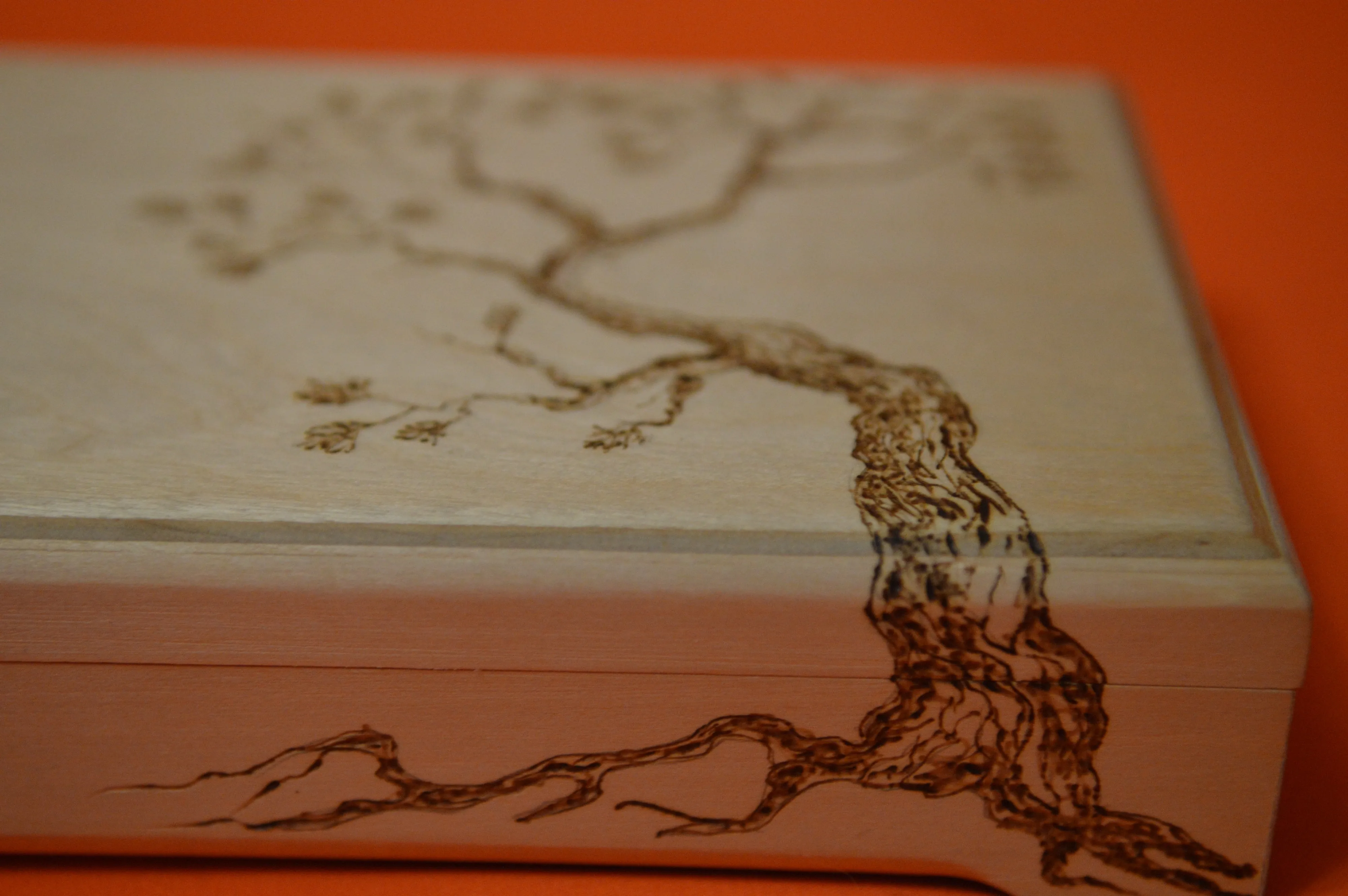 Sakura Japan A box for playing cards or small things of natural wood Pyrography Gift Souvenir Author's hand-painted Exclusive |