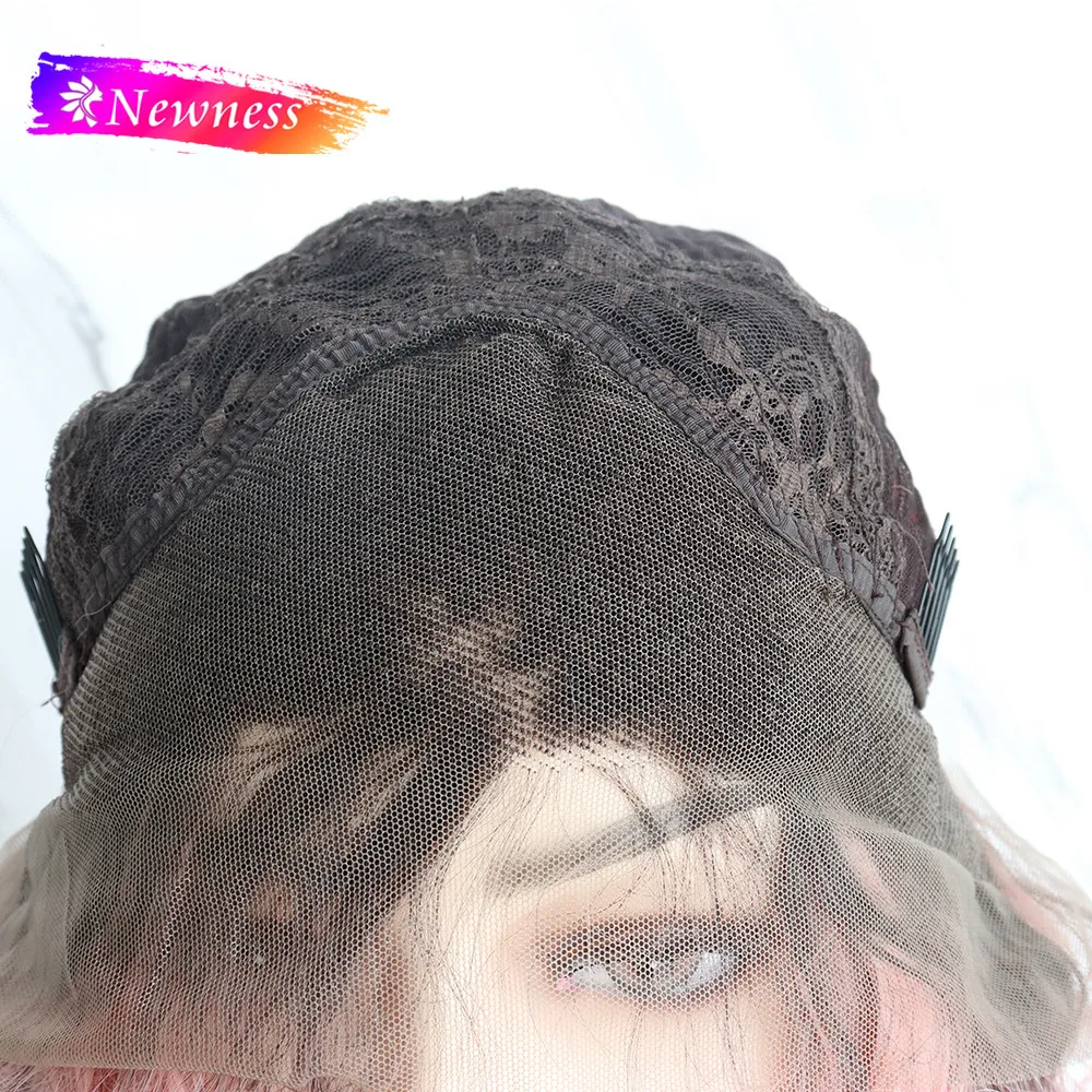 

Newness Water Wave Brown 13x4 Lace Front Wigs For Women Middle Part Long Synthetic Wig with Natural Hairline