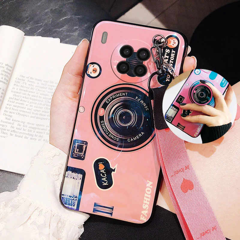 wrist strap shockproof holder neck strap case for huawei nova 8i case cover phone cases honor 50 lite fundas camera pattern free global shipping