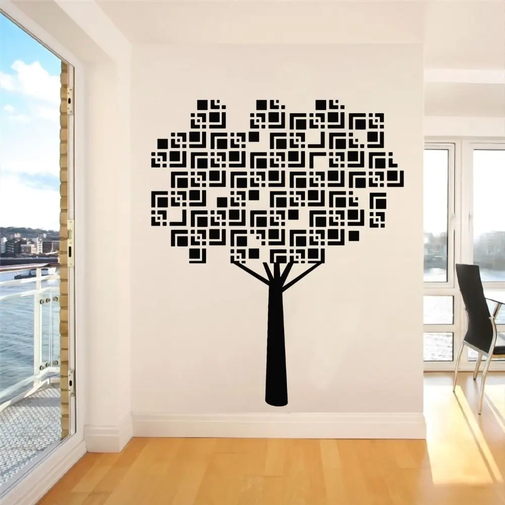 

Tree Square Geometrical VinylWall Sticker Decal Geometric Sticker Home And Hotel Art Decoration A003032