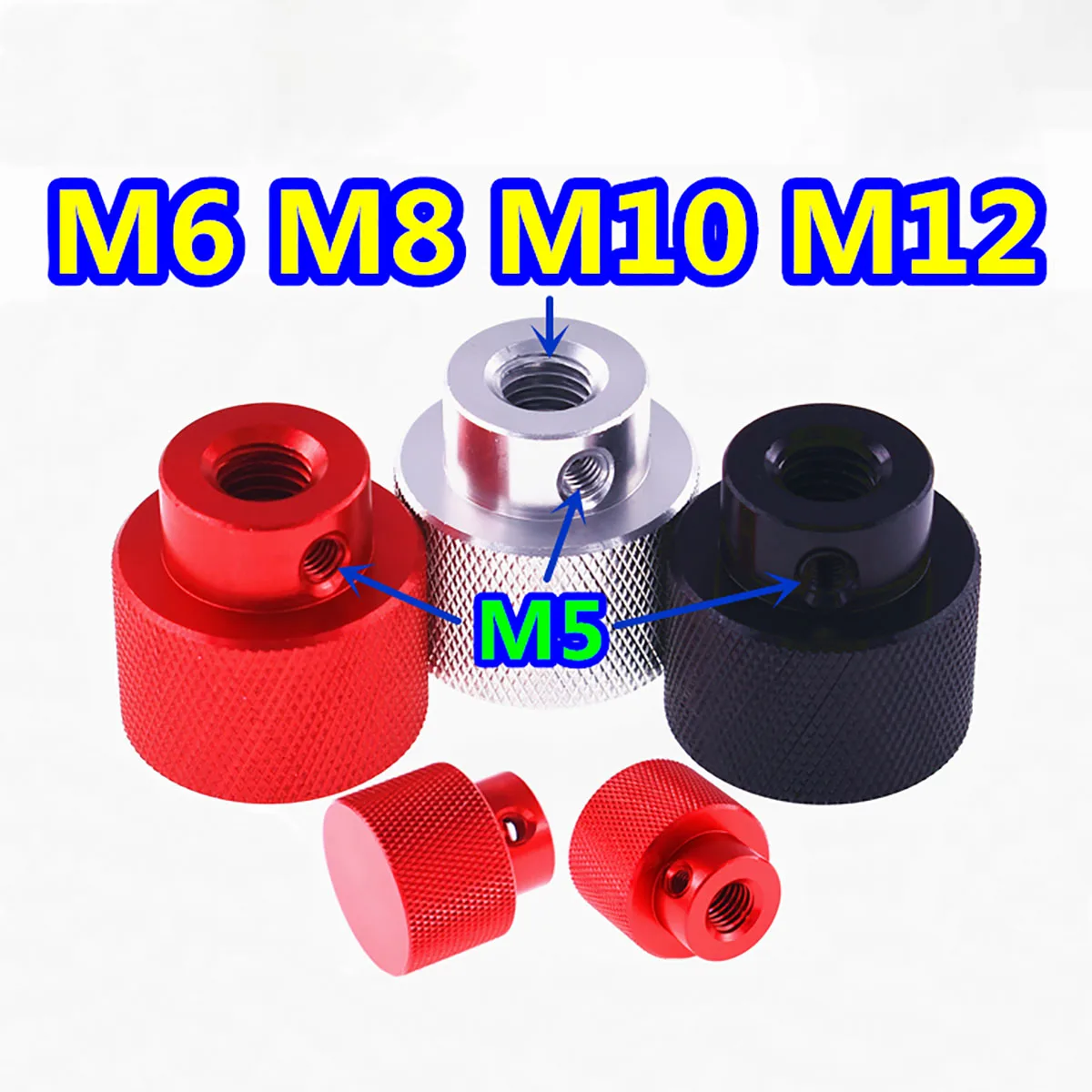 

1Pcs With M5 Side Hole Thread Aluminum Knurled Thumb Nuts M6 M8 M10 M12 Blind Hole Hand Tighten Nut
