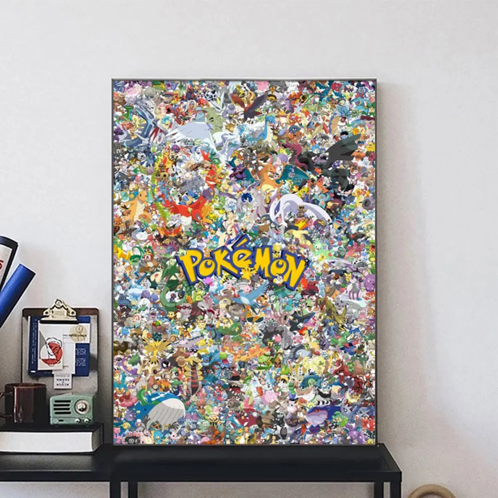 

Pokemon All Monster Japanese Anime Canvas Painting Wall Art Pikachu Posters and Prints HD Pictures for Bedroom Home Decoration