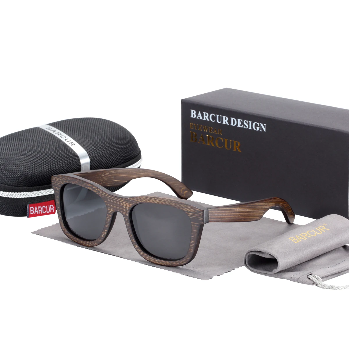 

BARCUR коричневые очки ретро деревянные очки мужские бамбуковые женские солнцезащитные очки унисекс с футляром очки