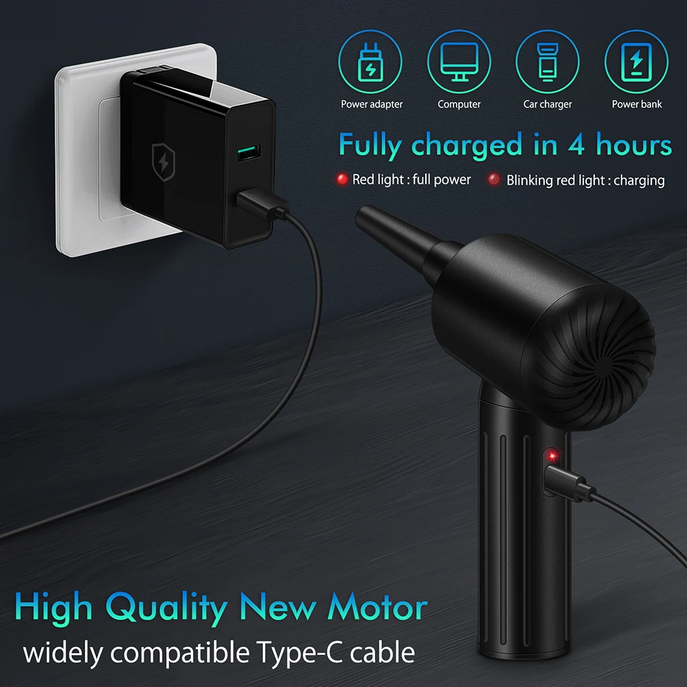 7200 мАч 90 Вт беспроводной электрический Воздуходувка пыли мощный сжатый воздух