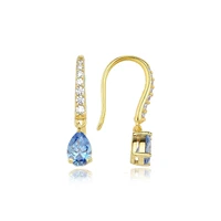 valori jewels 0 66 carat zirconia fancy blue and white pear gemstone gold plated sterling silver fish hook dangle earring
