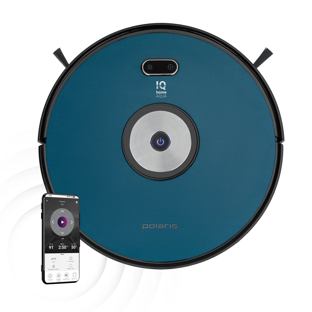 Робот-пылесос Polaris PVCR 3200 IQ Home Wi-Fi Aqua сухая/влажная уборка бирюзовый | Бытовая