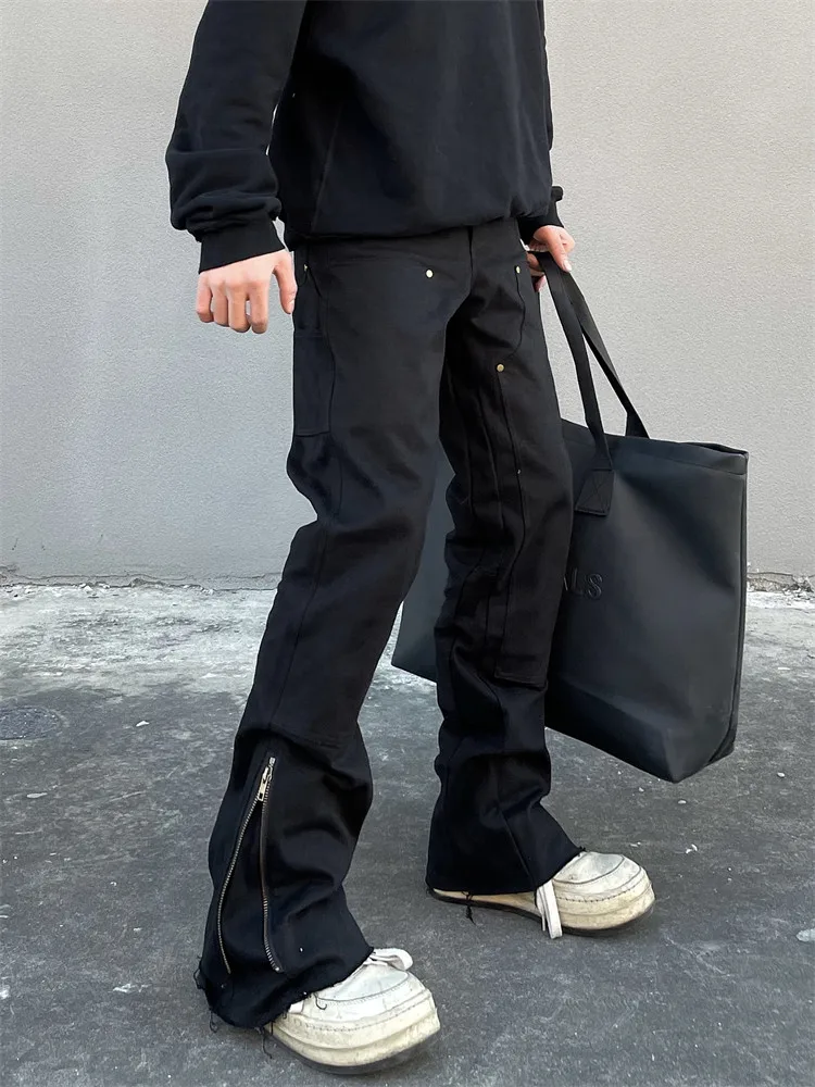 Men Slim Jeans Korean Fashion Zipper Casual Pants Black Trendyol Cargo Trousers Punk Streetwear Man Harajuku Denim Y2k Hip Hop