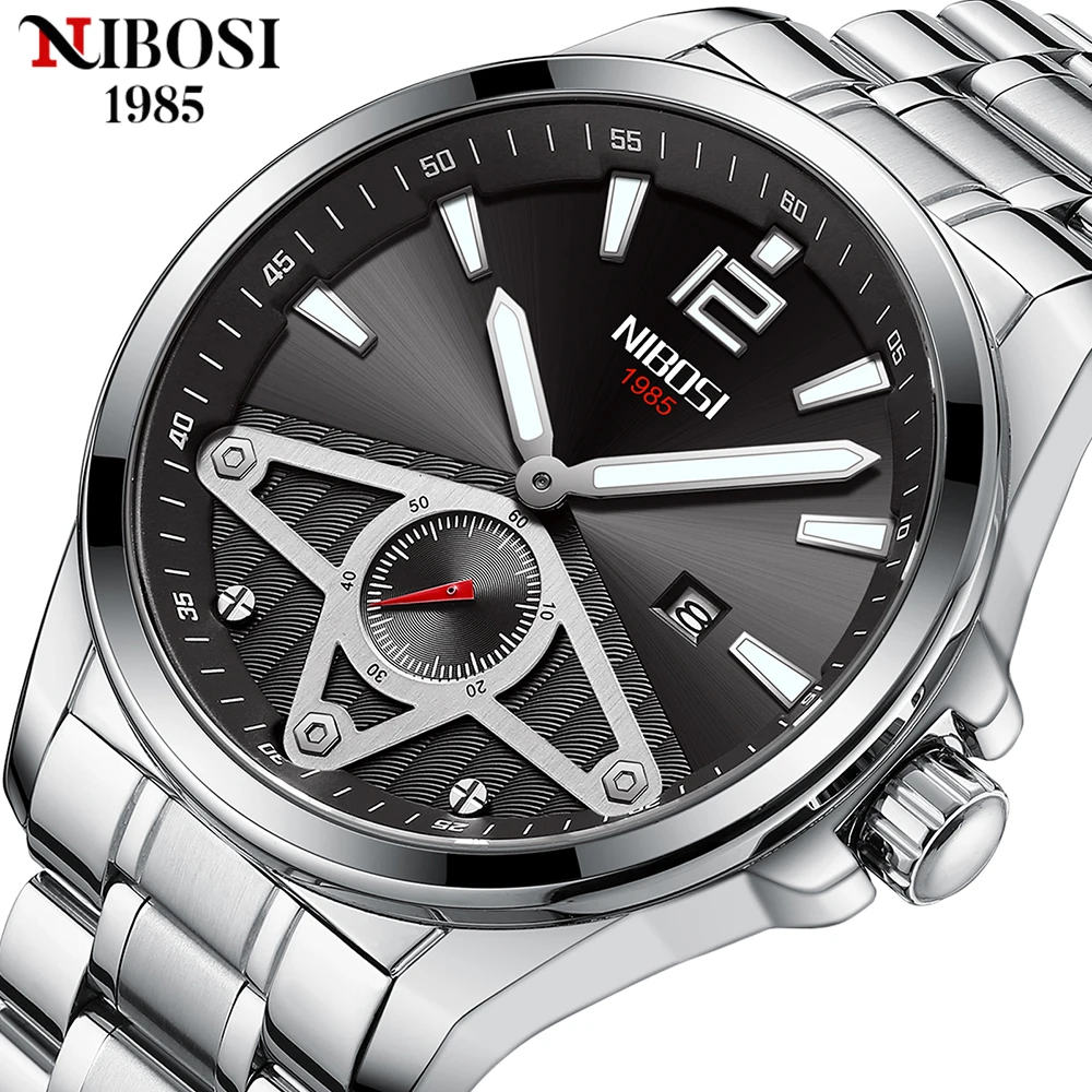

NIBOSI Men's Watch Auto Date Wristwatch Chronograph Luxury Waterproof Watch Male Creative Calendar Male Clock Relogio Masculino