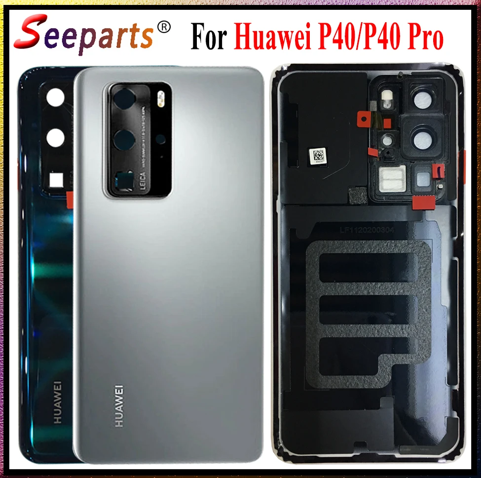 

100% Tested For Huawei P40 Back Battery Cover Glass Rear Housing Door Case With Camera Lens For Huawei P40 Pro Back Glass Cover