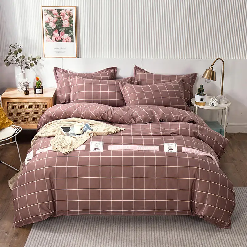 

Simple Striped Bedding Set Plaid Duvet Cover Queen Bed Sheet Bed Linens Nordic Single Double King 220X240 Bedclothes Quilt Cover