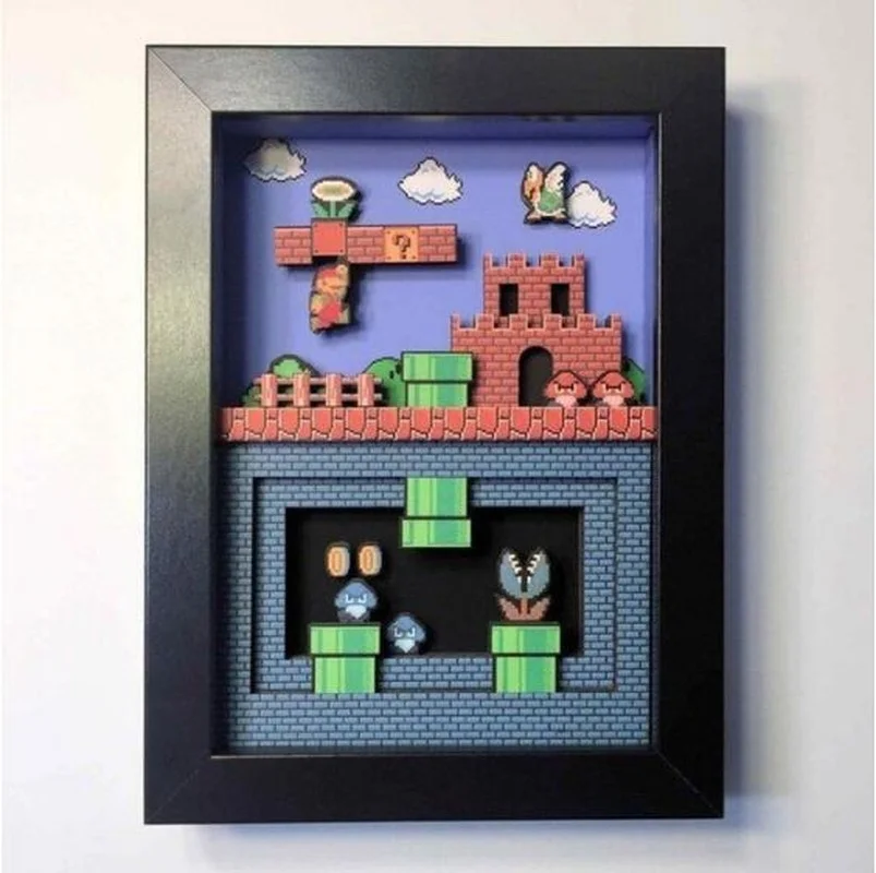 3D Shadowbox Супер Марио Bros Zeldaed ностальгическая игра ПВХ настенная живопись украшения