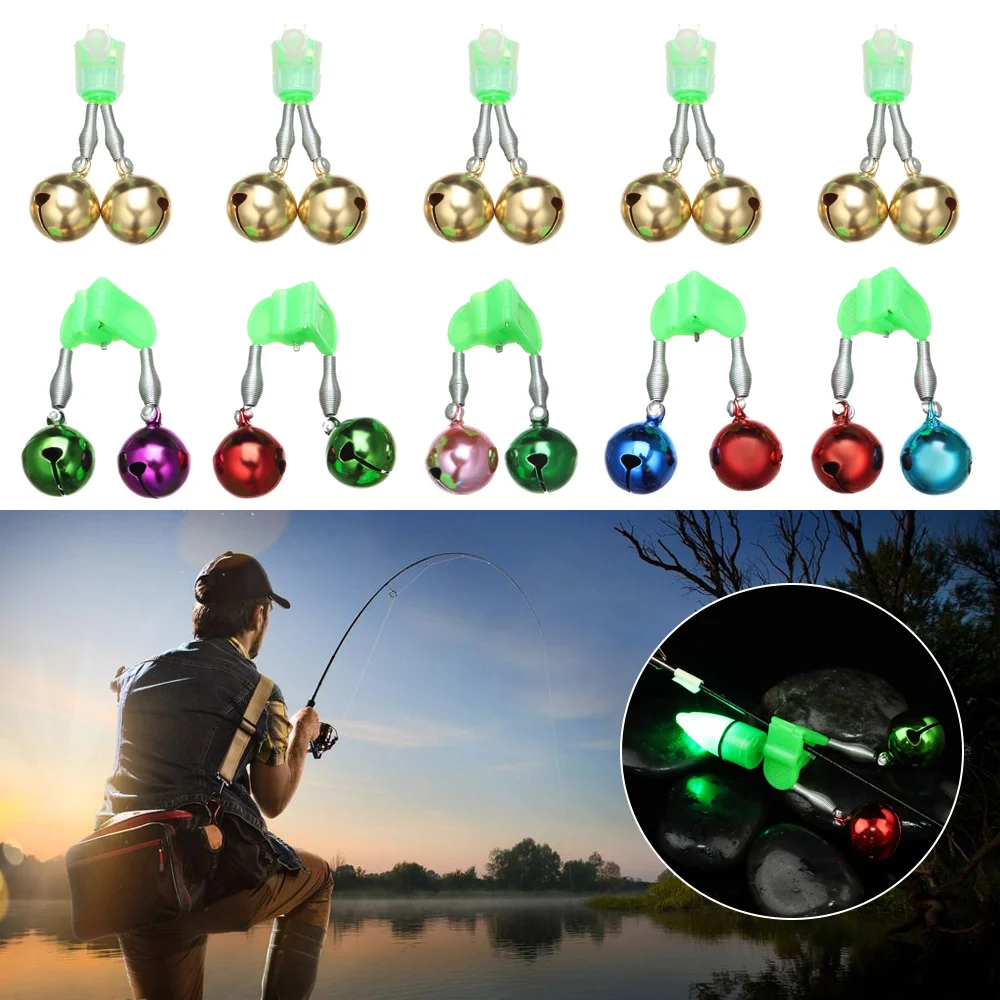 5 шт. спиральные колокольчики сигнализация поклевки рыболовный зажим двойные