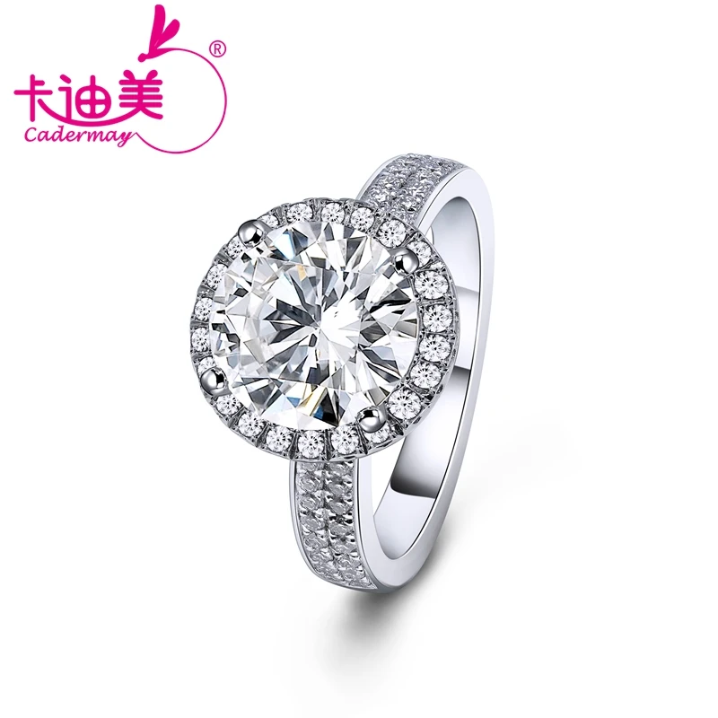 

Sterling Silver925 Halo Moissanite Engagement Ring 9mm 3ct Round Brilliant Cut Synthetic Moissanite Diamond Wedding Ring Band