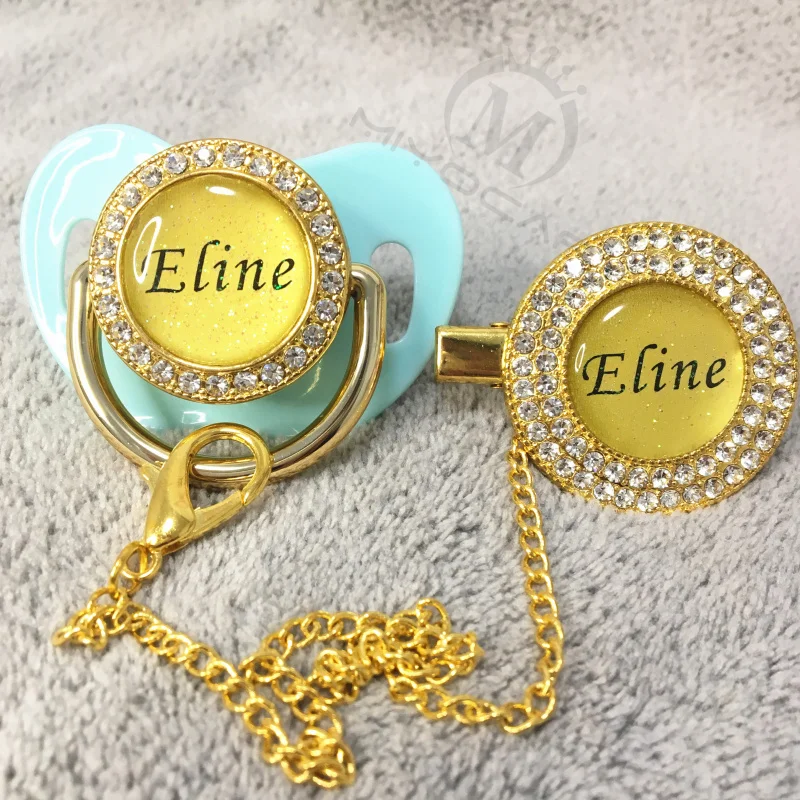 MIYOCAR на заказ любой блеск имя фото мята bling соска и клип BPA бесплатно пустышка