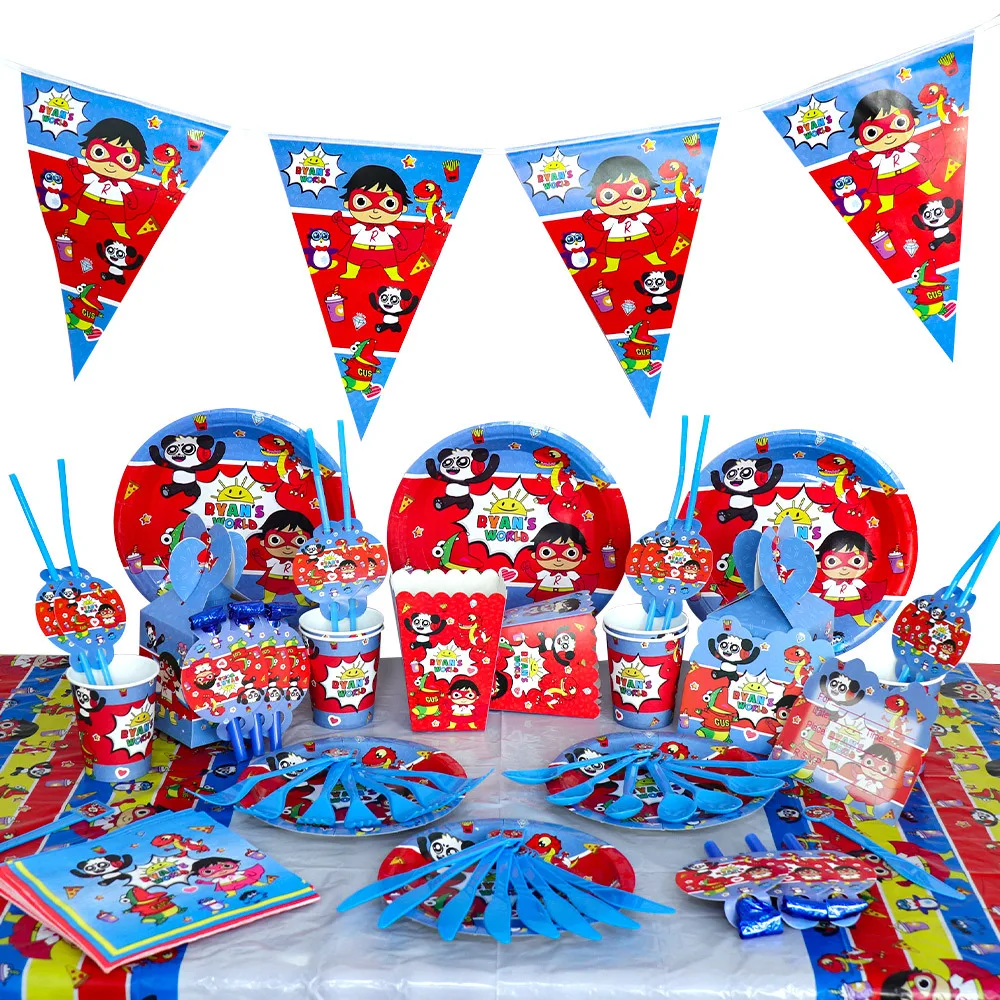 

Ryan's World Happy Birthday Holiday Party Disposable Tableware Supplies Baby Show Paper Plate Cup Paper Towel BAG