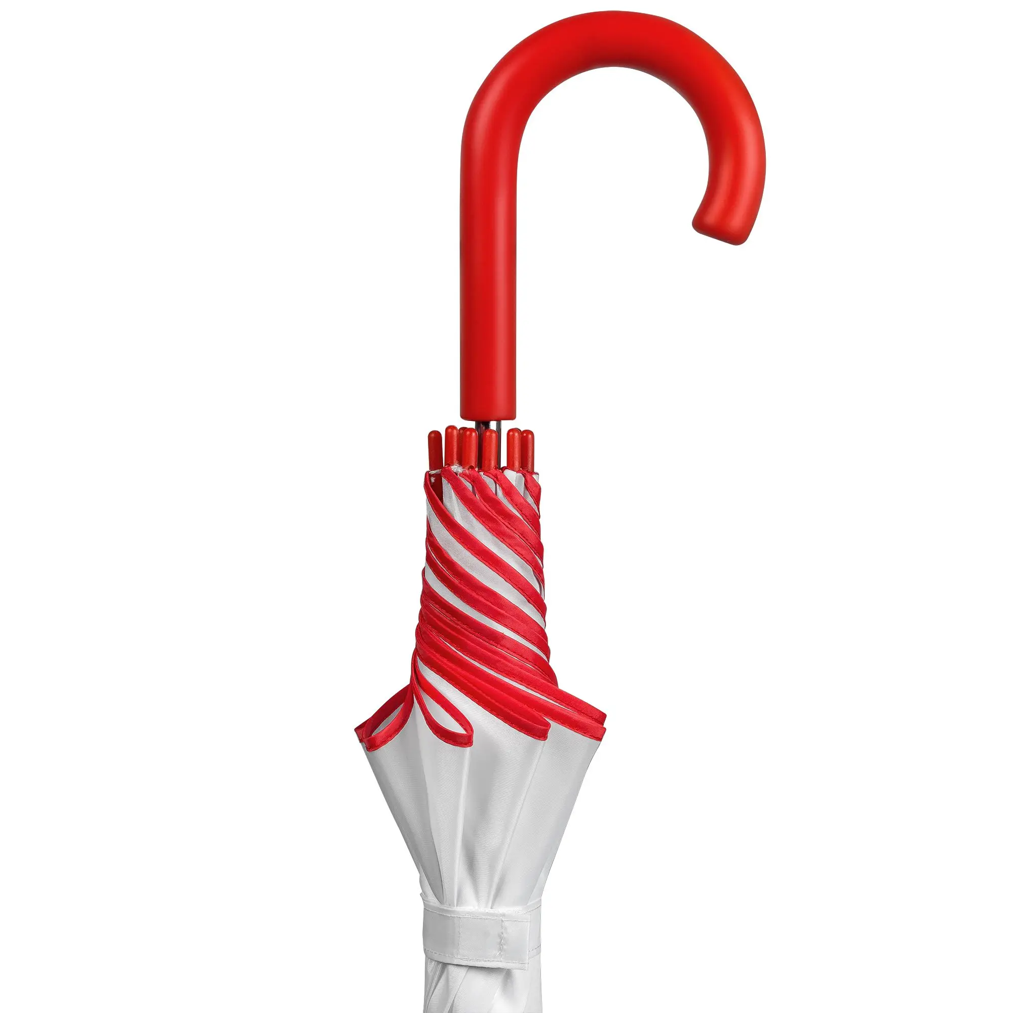 Umbrella-walking stick unit white with red | Umbrellas