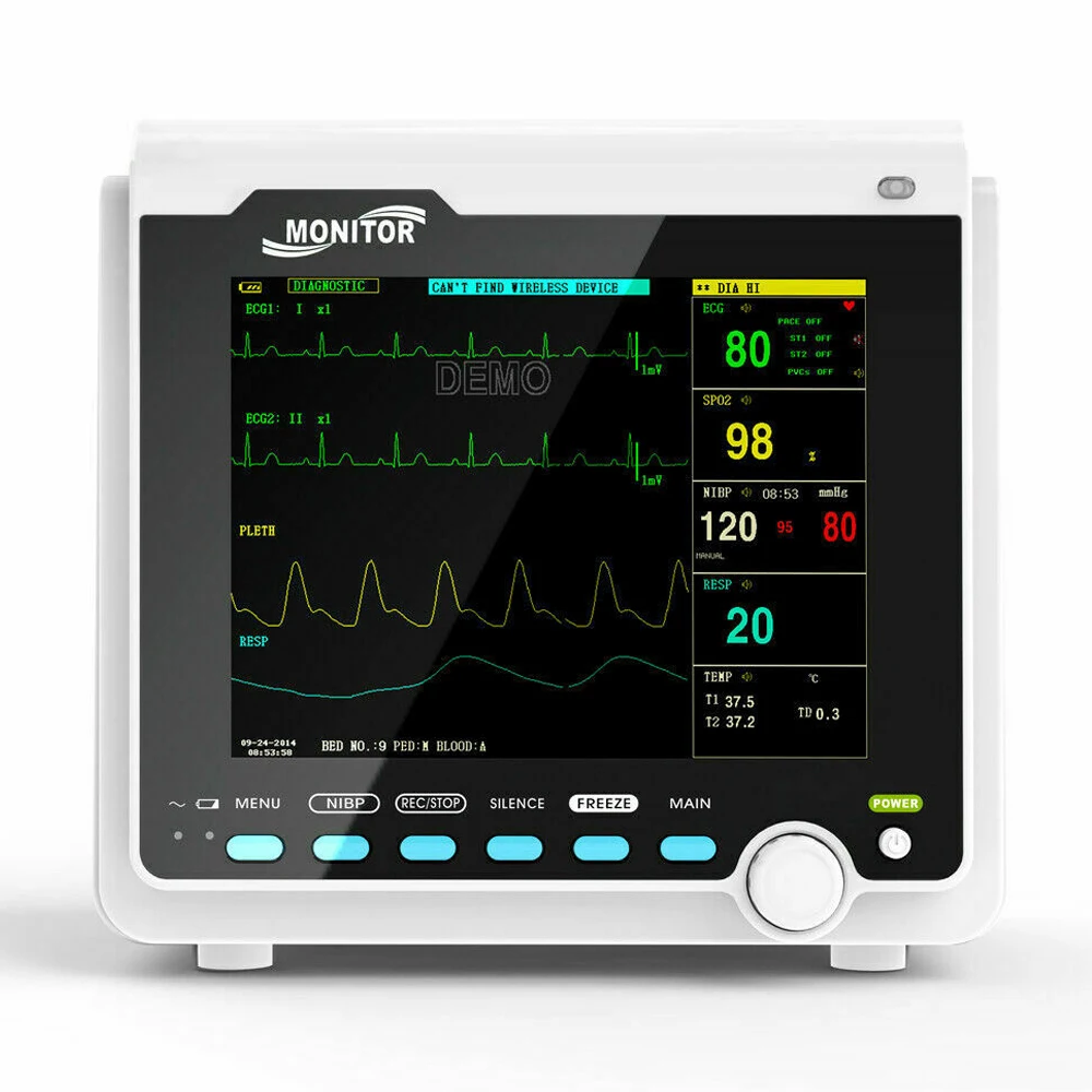 CMS6000 6-параметрический медицинский аппарат SPO2/ECG/PR/NIBP монитор сердечного ритма с