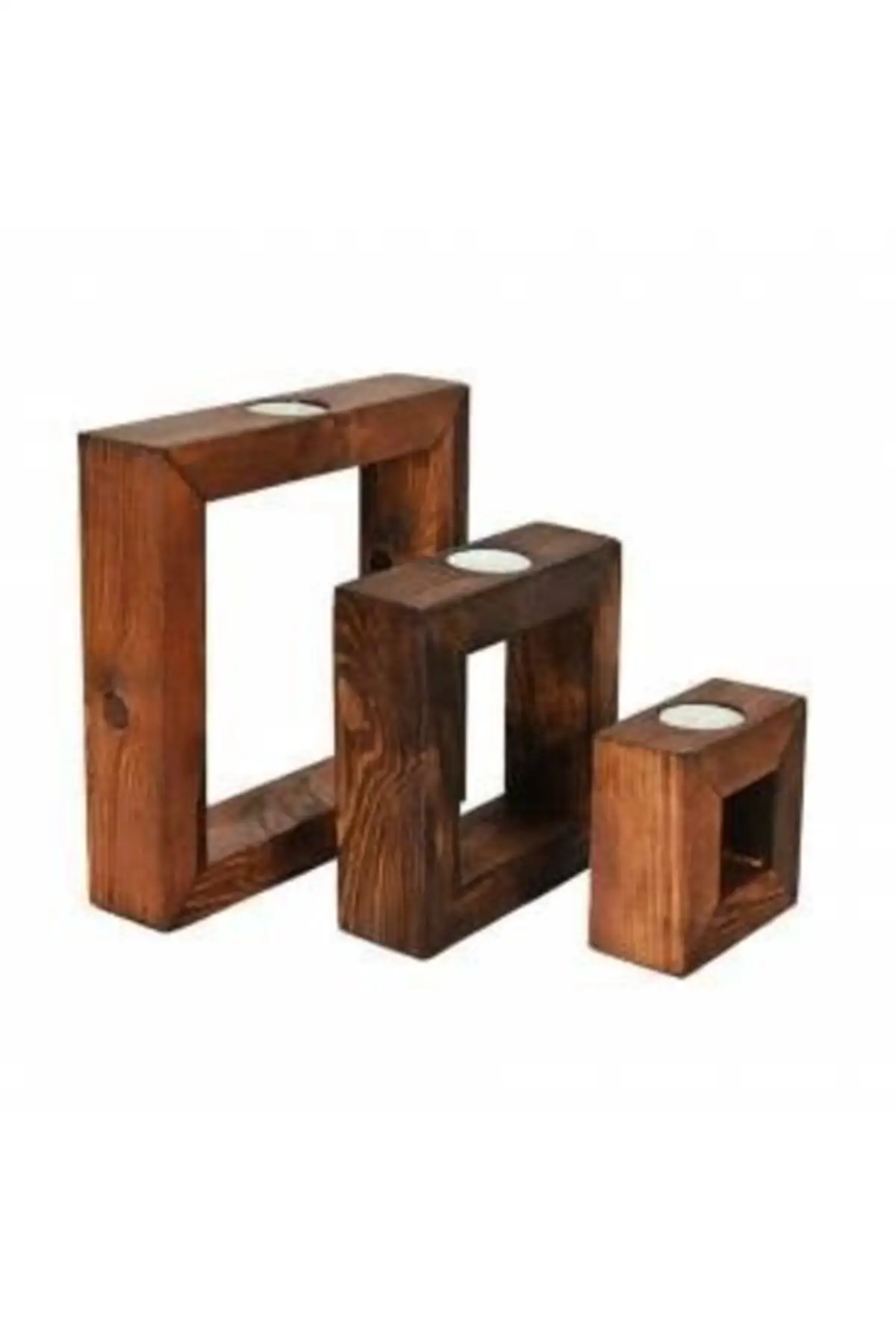 

3 Sizes Decorative Candle Holder Wooden Minimalist
