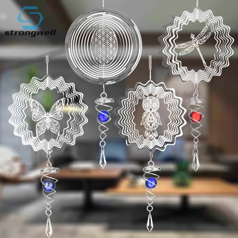 Strongwell зеркальный 3D Хрустальный шар металлические вращающиеся ветряные