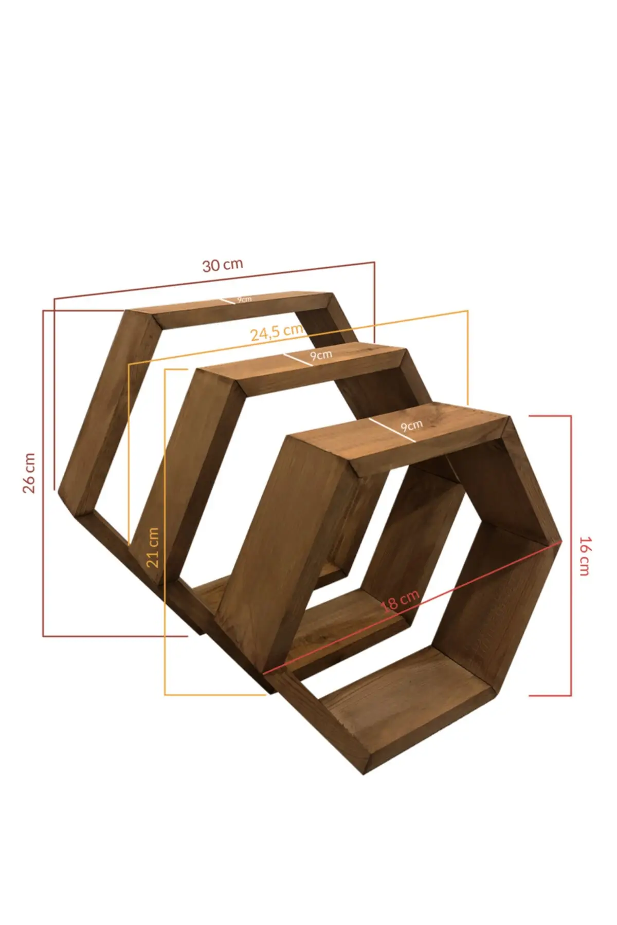 

Grootland Wooden Triple Hexagonal (honeycomb) Wall Shelf (small)