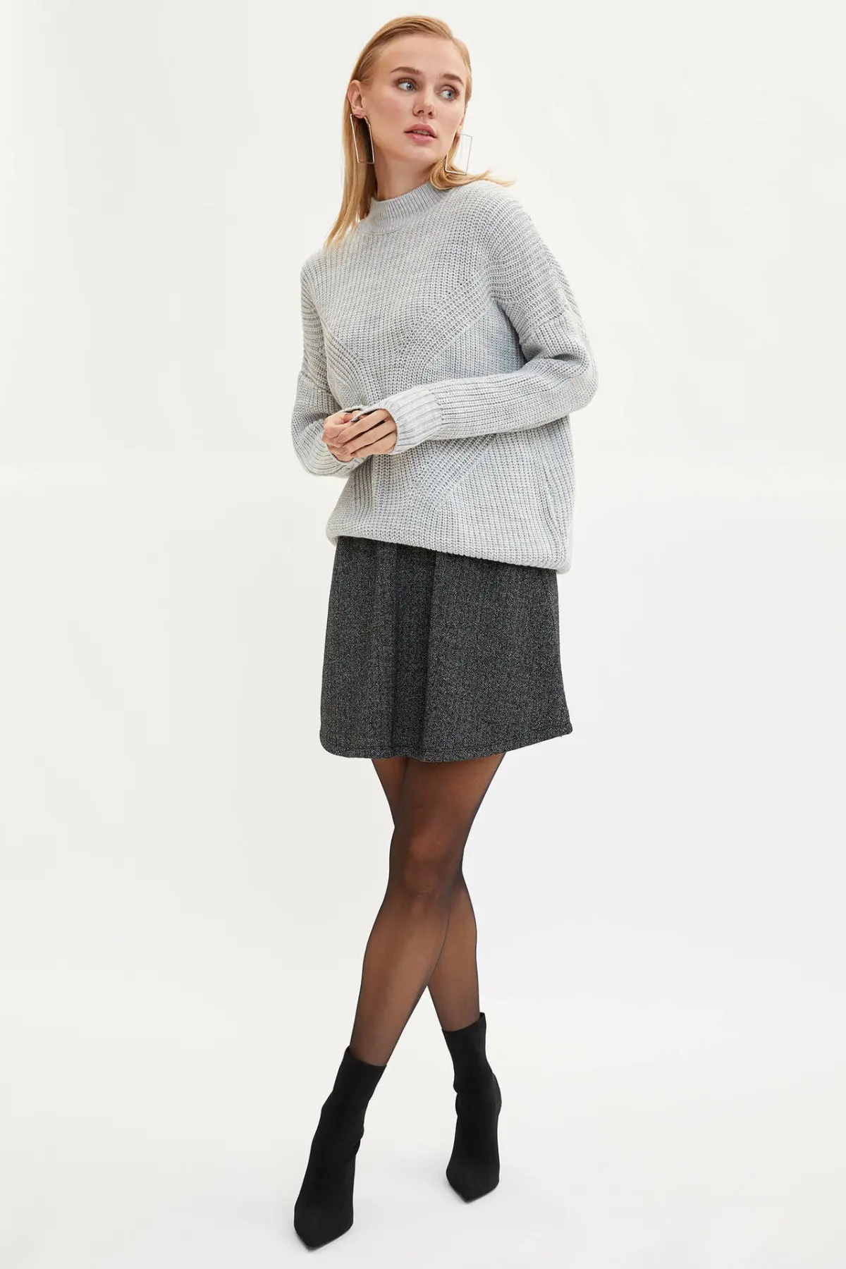 Дефакто Весна Винтаж темперамент Высокая талия плиссированные офисные юбки