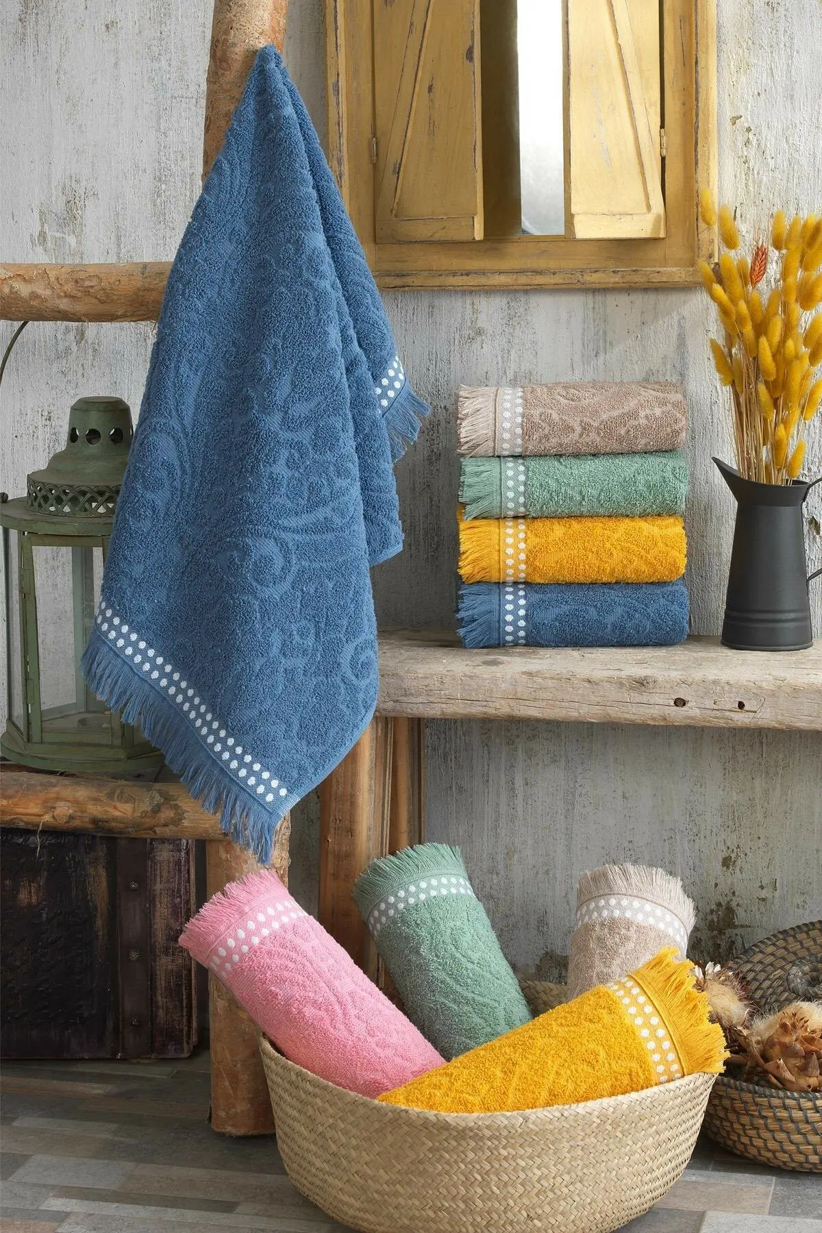 

Antibacterial 3'lü Hand And Face Towel Set Cotton Fabric Soft Texture Absorbs Water Solid Color Home Textile Towel Models
