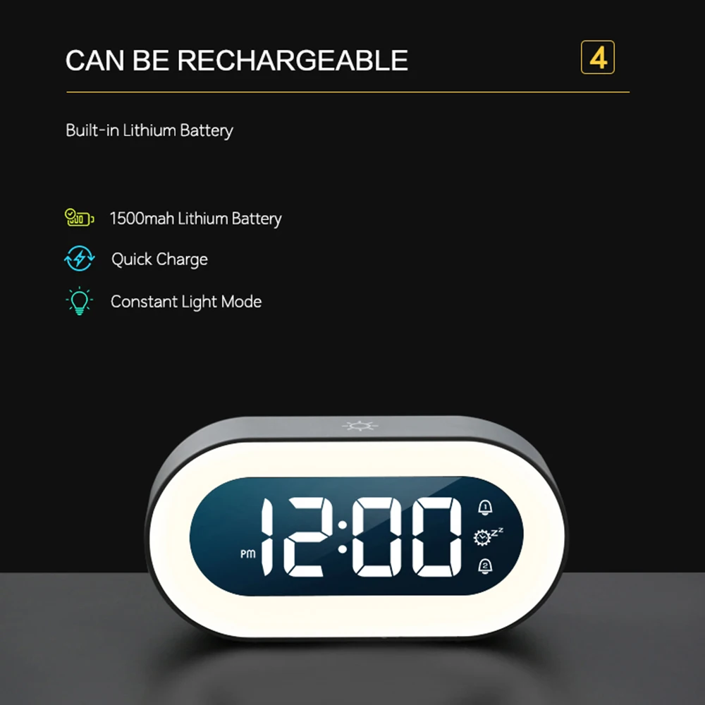 music led digital alarm clock voice control night light design desktop clocks home table decoration built in 1200mah battery free global shipping
