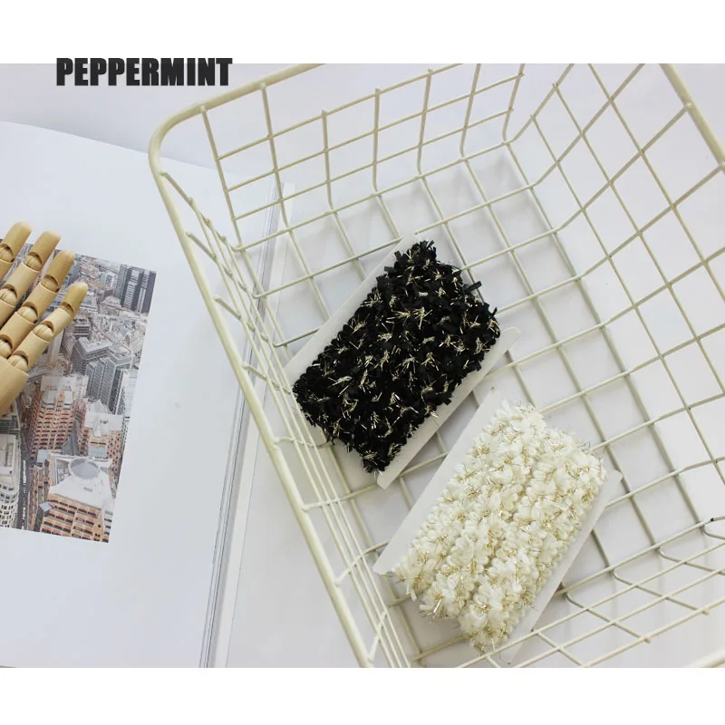 1 ярд черно белая твидовая тесьма кружевная золотая смешанная веревка