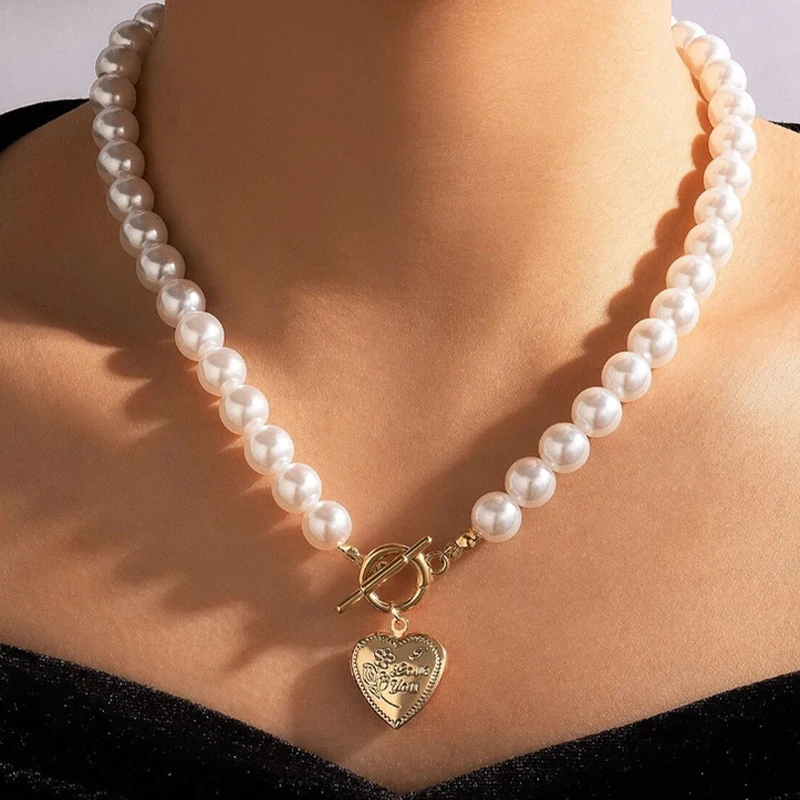 

Luxury Pearl Stone Shell Pendant Necklace for Women Summer Star Heart Chain Choker Necklace Bohemian Jewelry Gift